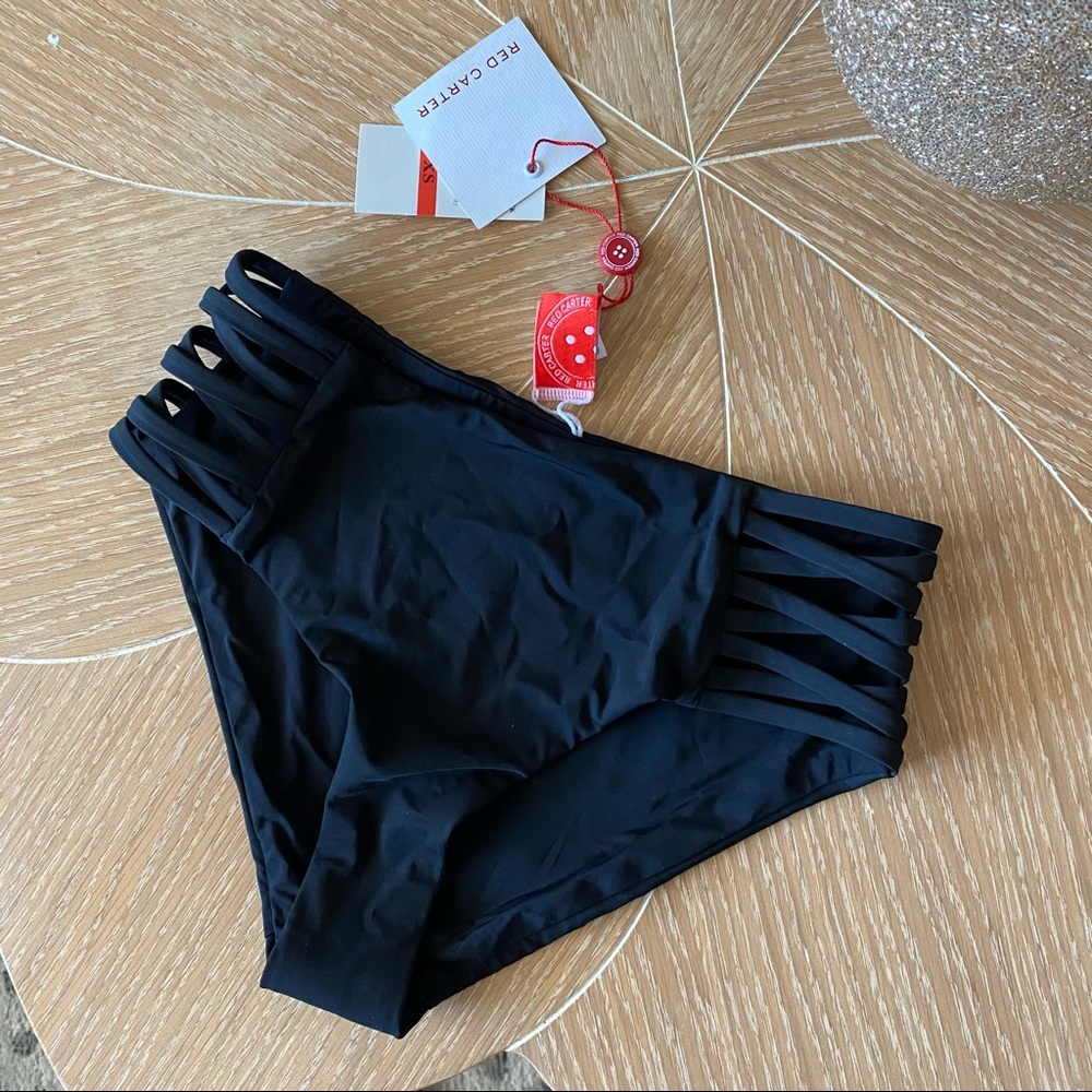 NWT Red Carter Black Side Strap Bikini Bottoms XS